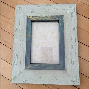 Rustic Blue and Green Wooden Picture Frame - for postcard sized prints